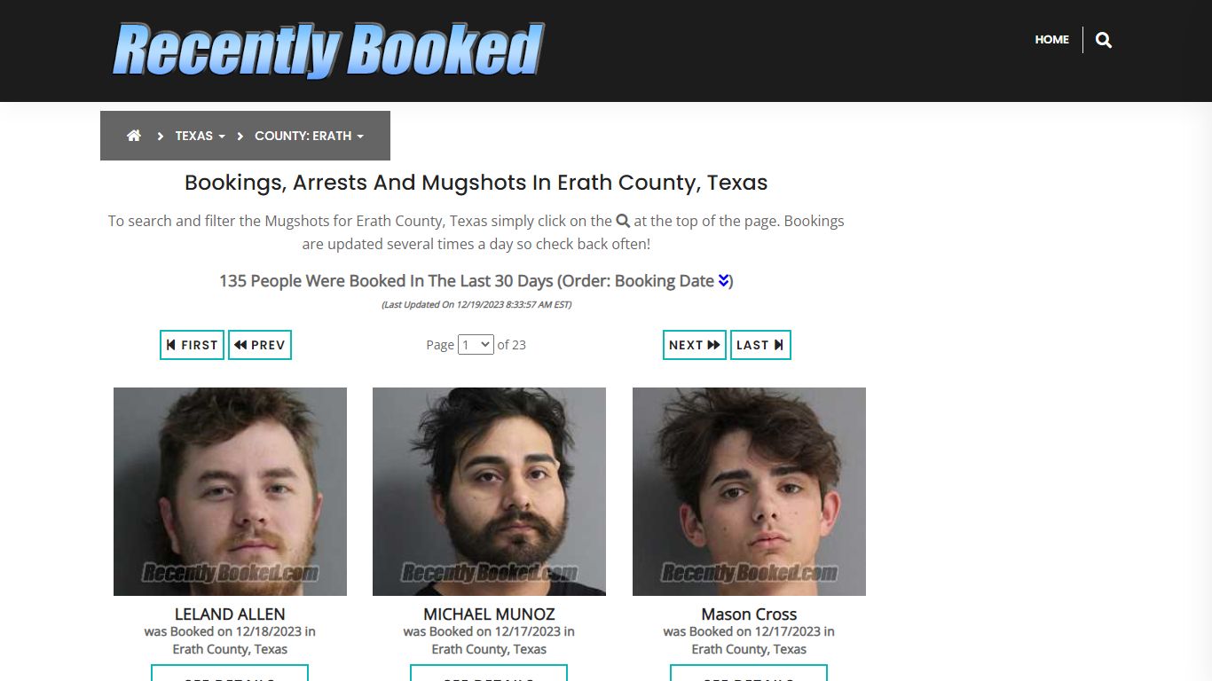 Recent bookings, Arrests, Mugshots in Erath County, Texas - Recently Booked