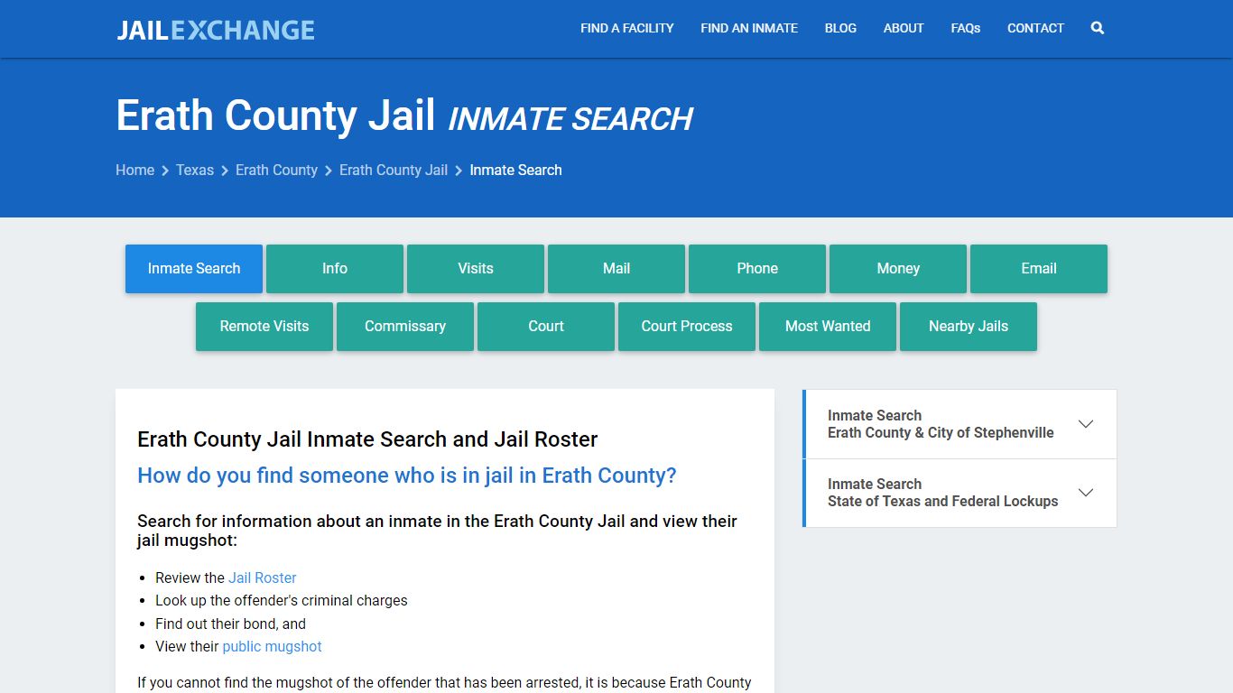 Inmate Search: Roster & Mugshots - Erath County Jail, TX