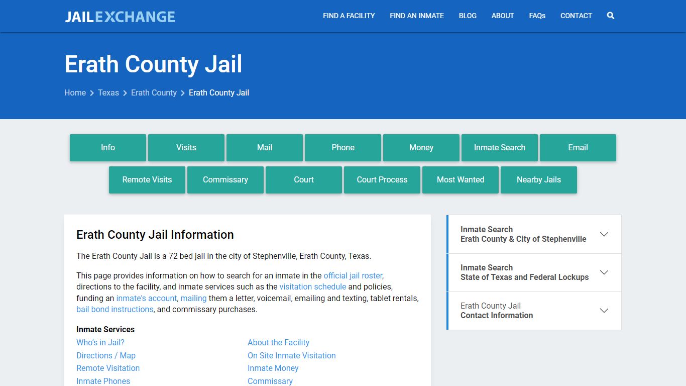 Erath County Jail, TX Inmate Search, Information